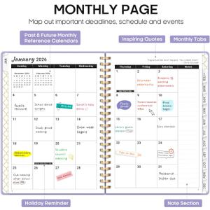 3 x 2026 Planner, Weekly and Monthly Calendar Planner, January 2026 - December 2026, Hardcover 2026 Calendar Book with Tabs For Women & Men, Inner Pocket, Spiral Bound, Perfect for Office Home School Supplies - A5 (6.3" x 8.5"), Blue