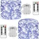 Homemory 2 Pack 20 Ft 60 LED Multicolor Fairy Lights Battery Operated Christmas Lights with Remote, Waterproof 8 Modes Firefly Twinkle String Lights for Party Bedroom Wedding Decorations
