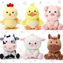 Aoriher 6 Pcs Mini Plush Farm Animals Bulk 4 Inch Cute Stuffed Animals Plush Horse Cow Pig Sheep Duck Chick for Baby Shower Birthday Gift Farm Themed Party Prizes Easter Stuffers