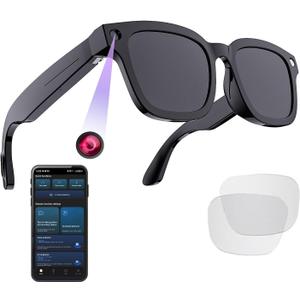AI Smart Glasses with 8MP Camera, HD 1080P Video Recording, Open Ear Bluetooth Audio, WiFi Connectivity, Voice Assistant & Translation Glasses for Travel Driving & Vlogging