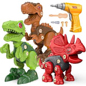 Sanlebi Take Apart Dinosaur Toys for 4 5 6 7 Year Old Boys Kids Building Toy Set with Electric Drill Construction Engineering Play Kit STEM Learning for Boys Girls Age 3 4 5 Year Old