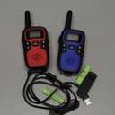 Wishouse Walkie Talkies for Kids Adults - Long Range Rechargeable 2 Way Radios,Gift,Hiking Accessories Camping Gear with Lamp,SOS Siren,NOAA Weather Alert,VOX,Easy to Use Red Blue 2 Pack