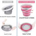 Collapsible Bucket 10L 2.6 Gallon Cleaning Bucket Mop Bucket Folding Foldable Portable Small Plastic Water Supplies for Outdoor Garden Camping Fishing Car Wash Space Saving Pink