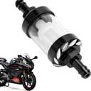 Small Engine Fuel Filter, Inline, Detachable, Metal Glass, 1.1" x 3.46" x 0.31", High Flow, Black, Universal, Modern Style, For Motorcycle, ATV, Dirt Bike