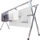JAUREE 95 Inches Clothes Drying Rack, Drying Rack Clothing Folding Indoor Outdoor, Heavy Duty Stainless Steel Laundry Rack, Foldable Portable Large Clothes Rack Garment Rack with 20 Windproof Hooks