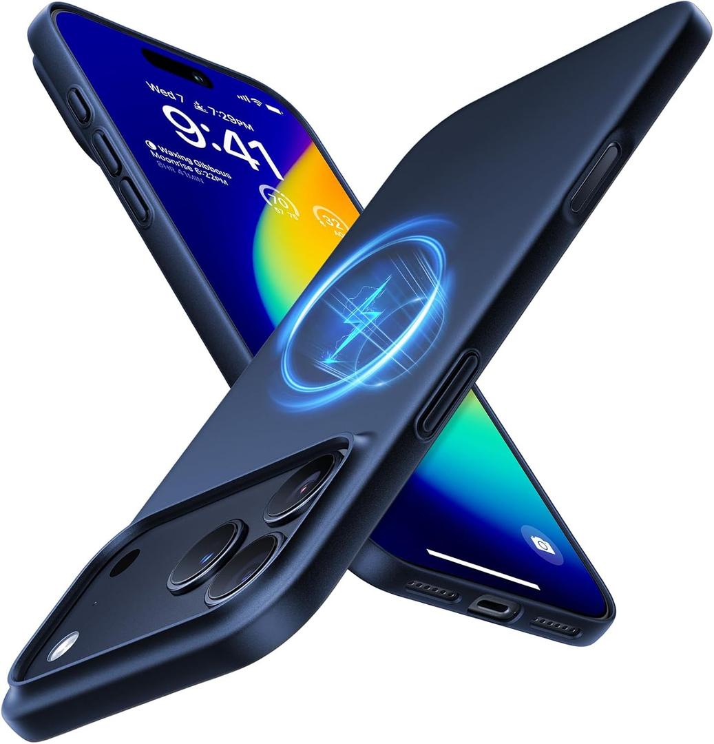 TORRAS Magnetic Slim Fit for iPhone 17 Pro Case 6.3 inch, Ultra-Thin, Compatible with MagSafe, Lightweight Matte Anti-Scratch Hard PC Cover Phone Case for iPhone 17 Pro OriginFit, Deep Blue