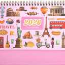 2026 Calendar-Desk Calendars January-December Double Wire Flip-Up Desk Calendars - Monthly & Weekly Planner with Sticker Set, Featuring Famous World Travel Destinations for Vacation Inspiration for Home School, or Office (Pink)