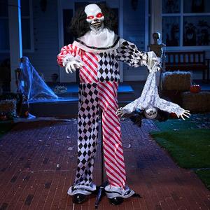JOYIN 65" Halloween Animatronics Clown Holding Doll, Life Size Halloween Decoration Outdoor with Motion & Sound & Light, Sound Activated Animated Decor for Party Supplies Haunted House Yard Lawn