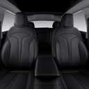 Custom Fit Seat Covers for 2025 2026 Tesla Model Y Juniper (5-Seater), Waterproof Breathable Nappa Leather, OEM Style Full Set Protectors, Airbag Compatible - Black