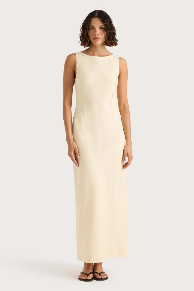 Woman's  Maxi Dress with Slit ( Size S, Beige)