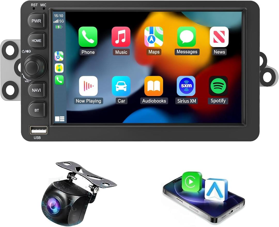 Radio for Chevrolet Silverado SSR Tahoe 2003-2006 GMC Siera Yukon 2003-2006 Hummer H2 2003-2007 Radio Stereo Upgrade Wireless CarPlay Android Auto 7 Inch Touch Screen Bluetooth GPS SWC Backup Camera