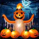 MGparty 8FT Halloween Inflatables Pumpkin Decorations with LED Built-in Pumpkin Scarecrow Halloween Yard Decoration Blow Up Inflatable for Outdoor Indoor Garden Lawn Holiday Party