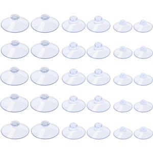 AQUANEAT 30 Packs Suction Cups Without Hooks 0.8/1.2/1.8 Inch Clear Sucker Pads for Glass Home Organization Decoration