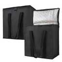 Bodaon 2-Pack Insulated Reusable Grocery Shopping Bags, Picnic Cooler Bag with Top Cold, Black (Medium)