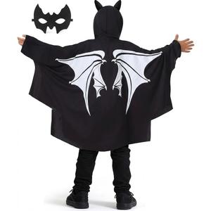 Bat Costume Mask 2-Piece, Bat wings Vampire Costume, Vampirina Cape, Black Halloween Costume for Children 130