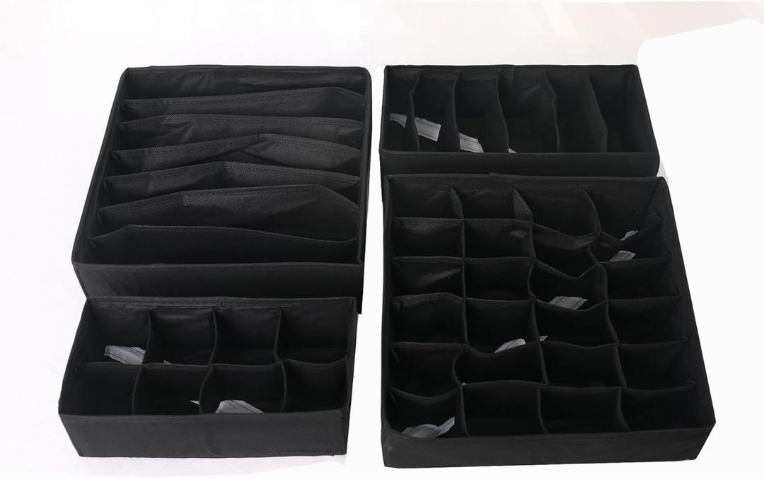 Yukihira Underwear Storage Box Four-piece Set Socks Storage Box Bra Organizing Box (Oxford cloth + PP board)