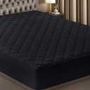Utopia Bedding Quilted Fitted Mattress Pad, King Size, Elastic Fitted Mattress Topper Protector and Cover Stretches up to 16 Inches Deep, Machine Washable (Black)