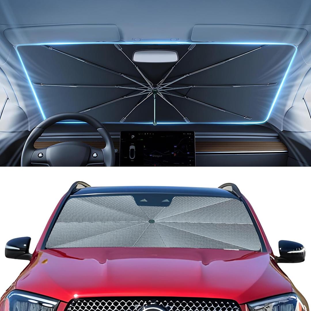 Autorder Windshield Sun Shade Umbrella for 2020-2024 Mercedes GLE 350 450 Accessories,Upgraded Ice Crystal Material,Easy Setup Umbrella Sunshade for Car Windshield,100% Sun Blocking