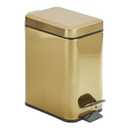 mDesign Slim Metal Rectangle 0.8 Gallon Trash Can with Step Pedal, Easy-Close Lid, Removable Liner - Narrow Wastebasket Garbage Container Bin for Bathroom, Bedroom, Kitchen, Office - Soft Brass