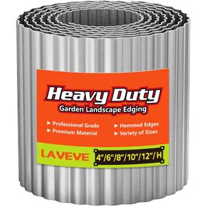 LAVEVE Corrugated Metal Garden Edging 8" x 20Ft, Landscape Edging Border for Lawn, Flower Bed, Garden Fence, Paver Edging (Silver)