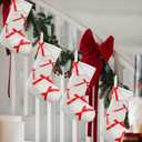 4 Pcs Red Bow Christmas Stockings 18 inch Velvet Xmas Stockings Decor Large Hanging Girls Socks for Pink Coquette Christmas Tree Bow Hanging Ornaments Fireplace Decorations