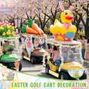 Hungdao 4ft Easter Inflatable Duck with Bunny Ears Blow up Kit, Easter Golf Cart Decorations with Garlands Streamers Fan Flag for Parade Car Yard Outdoor Party Decor