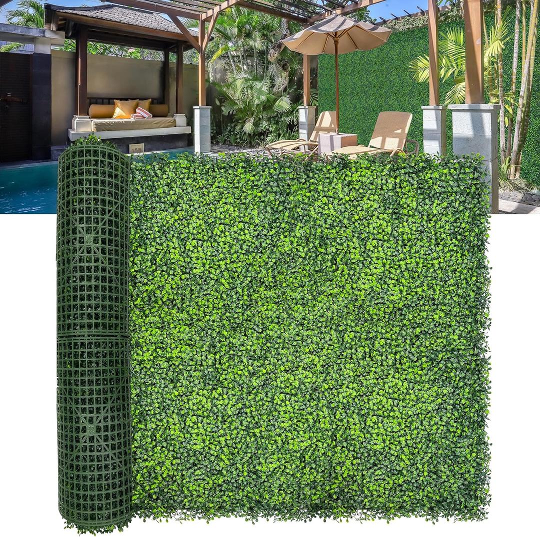 Artificial Boxwood Roll Panels,140"x 40"(39.2 SQFT) UV-Anti Faux Ivy Leaves Grass Wall for Patio Balcony Privacy, Garden, Backyard Greenery Wall Backdrop and Fence Decor