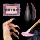 Curved Stiletto 3D PINK Nail Dual Forms for Poly Gel Extension of Eagle Claw, XL XXL Hawk Curve Sculptural Acrylic Nails, Reusable Molds Halloween Nail Art Design 280 Pcs 14 sizes