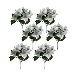 Slive Christmas Artificial Poinsettia Flowers 8Pcs