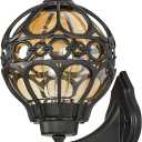 Outdoor Wall Lights, Black Globe Porch Light, Spherical Aluminum Exterior Lighting Fixtures for Patio Yard Doorway Garage, Anti-Rust Waterproof Globe Outside House Lantern Wall Mount with Amber Glass (15"(H), 1 Pack, Black, no sensor)