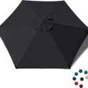 EliteShade USA 7.5FT Replacement Covers 6 Ribs Market Patio Umbrella Canopy Cover (CANOPY ONLY) (Black)