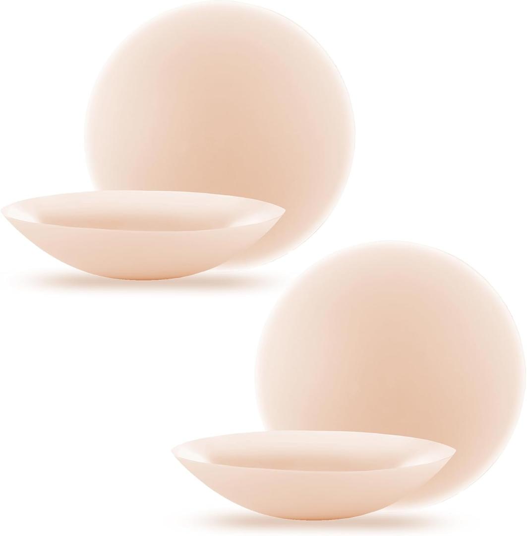 Niidor Nipple Covers for Women with Large Breasts Silicone No Show Sticky Bra Reusable Waterproof Ultra-thin Pasties (2 Pairs_creme, 4.72 Inches(DD.DDD.G+ Cups))