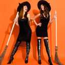 Geyoga 8 Pairs Thigh High Stockings for Women Gothic Skeleton Spooky Socks over Knee Long Socks for Halloween Cosplay (M)