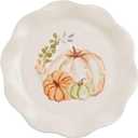 Mud Pie Thanksgiving Salad Plate, Pumpkins, 8" Dia, 1 Pc Only 