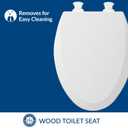 Bemis 1500EC Durable Wooden Toilet Seat, Easy Clean Hinges, Made in USA, Elongated, White