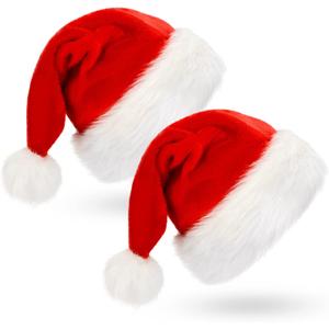 BOSONER Santa Hat: Christmas Hat Adult - Santa Hat for Women and Men - Led Santa Hat (2 Pack)