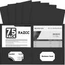 Two Pocket Folders, RAZCC 75 Pack 2 Pocket Folders Fit Letter Size Paper, Paper Folders with Pockets for School Office Business Home (Black)
