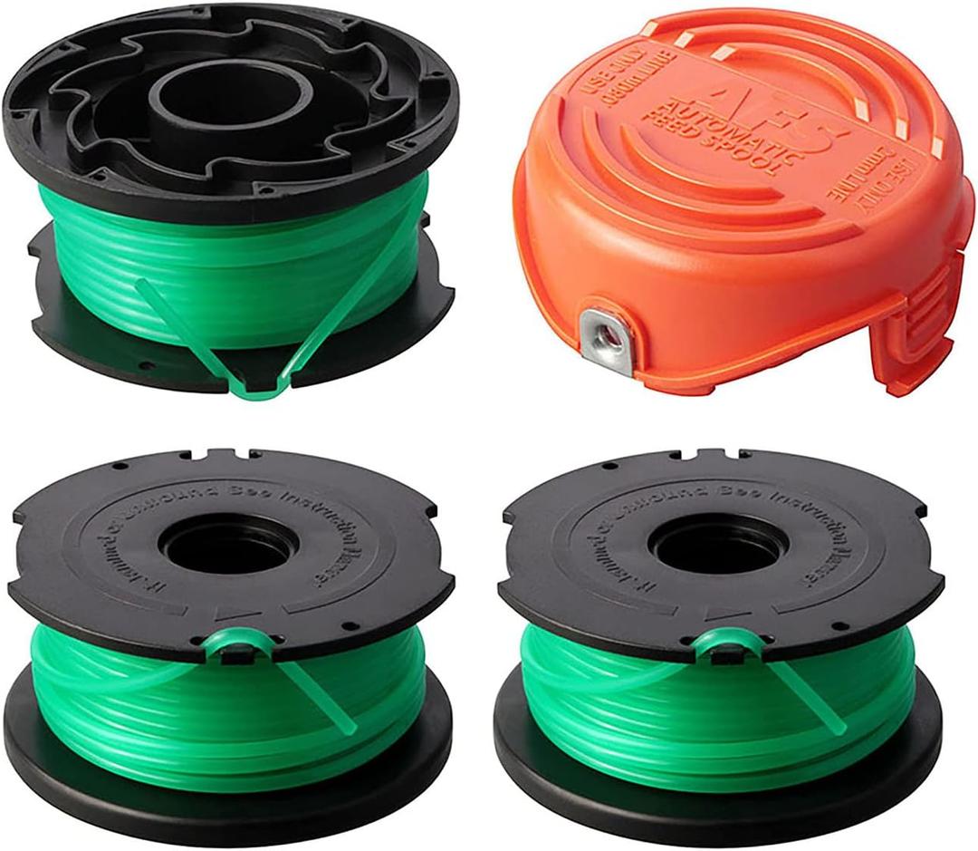 THTEN SF-080 String Trimmer Spool Line Compatible with Black and Decker SF-080-BKP 20ft 0.080" GH3000 LST540 GH3000R LST540B Weed Eater Auto Feed Single Line with 90583594 Cap Covers Parts