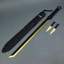 Machete Set with Throwing Knives. for Camping, Outdoor Sports and Collections (Gold-24)