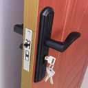 Storm Door Handle Replacement Set Stainless Steel Storm Door Handle with Lock Modern Exterior Door Parts Fits 4.45-7.9inch Hole Distance (Black)