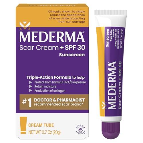 Mederma Scar Cream Plus SPF 30 - Advanced Scar Treatment, Protects from Sun Damage, Reduces Appearance of Scars from Acne, Burns, Surgery & Injury, 0.7 oz