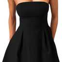 YMDUCH Women's Sexy Sleeveless Strapless Bow Tie A Line Party Club Short Mini Dress (Medium)