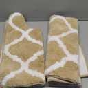 OLANLY Bathroom Rugs Set 2 Piece, Microfiber Bath Shower Mat and U-Shaped Toilet Rug, Machine Wash Dry, Non-Slip Absorbent Shaggy Bath Mats for Tub, Shower and Bathroom (30"x20"+24"x20", Beige)