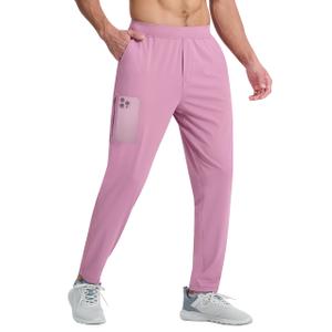 EZRUN Men's Stretch Joggers Quick-Dry Athletic Golf Running Pants Pink