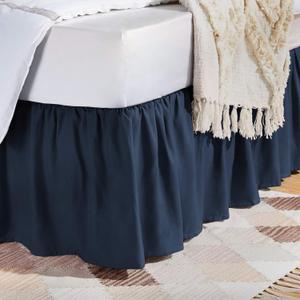 Amazon Basics Lightweight Ruffled Bed Skirt, Classic Style, Soft and Stylish 100% Microfiber with 16" drop-Queen, Navy Blue, Solid Amazon Basics Lightweight Ruffled Bed Skirt, Classic Style, Soft and Stylish 100% Microfiber with 16" drop-Queen, Navy Blue, Solid
