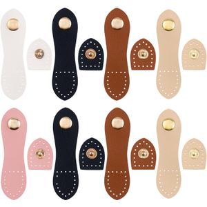 8 Sets Leather Snap Buckles for Purse, Sew On Snap Button Closure Fasteners for Wallet Bag Cell Phone Case Jacket (Multicolor)