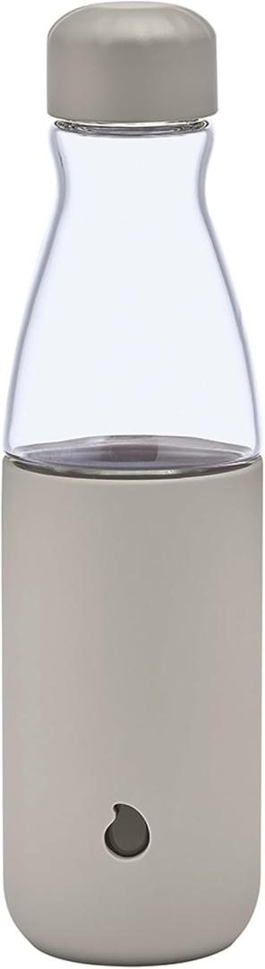 S'well Glass Original Water Bottle, 18oz, Lunar Grey, Borosilicate Glass Bottle With Protective Silicone Sleeve, Zero Plastic, Leakproof, BPA Free
