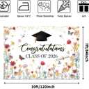 Avezano Wildflower Graduation Backdrop Watercolor Floral Class of 2026 Graduation Party Decorations Wildflower Themed 2026 Congrats Grad Banner (10x7ft)