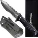 OERLA TAC OL-0021SD Fixed Blade Knives Outdoor Duty Knife 420HC Stainless Steel Camping Hunting Survival Knife Double Sided Blade with G10 Handle Waist Clip EDC Kydex Sheath (Black)