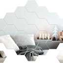 Jetec 32 Pcs Hexagon Mirror Wall Stickers Removable Silver Acrylic Mirror 2 x 3.4 x 4 Inch Stickers Honeycomb Decals for DIY Home Art Bedroom Living Room Wall Decoration